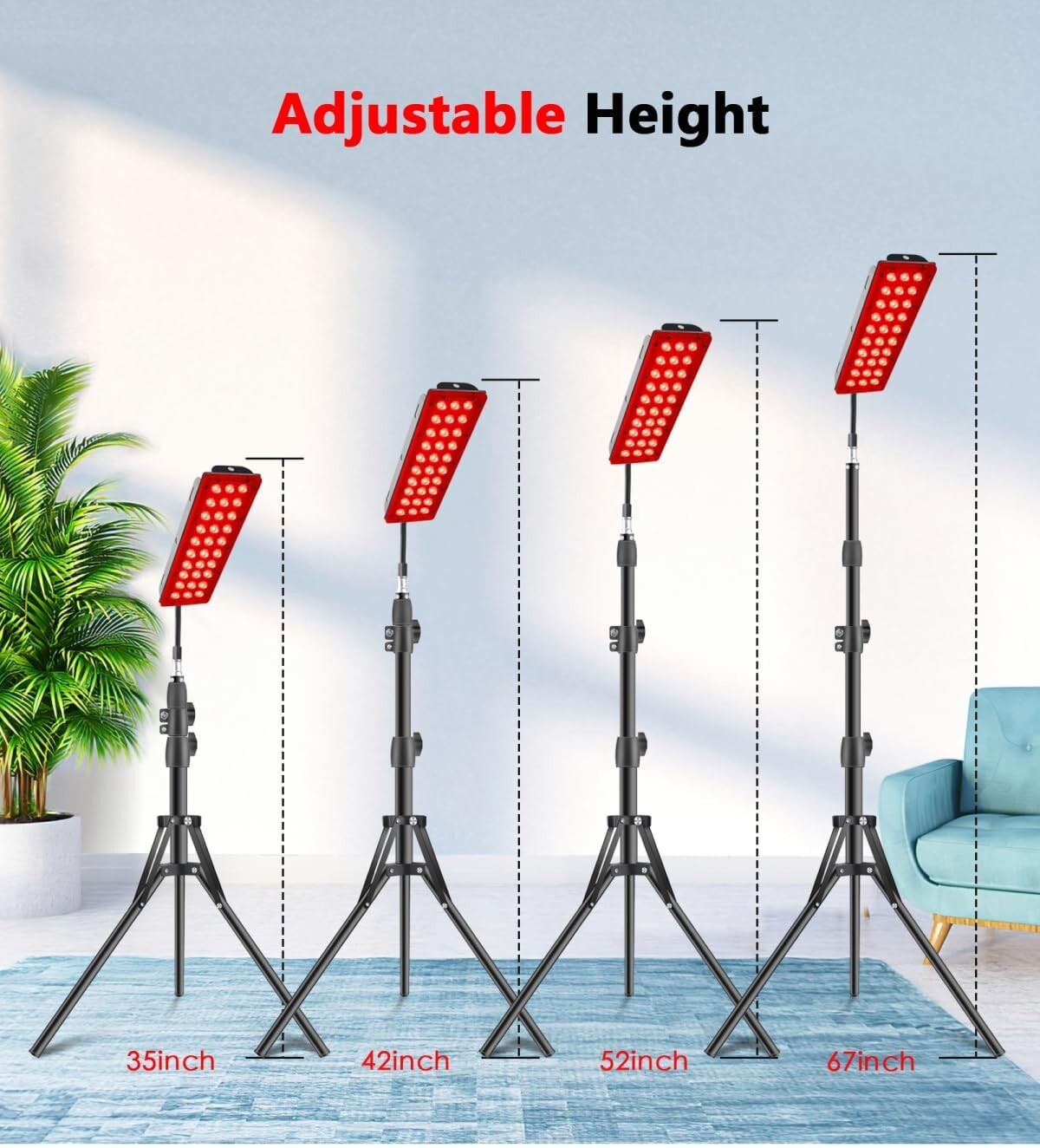Portable Red Light Therapy Device with Floor Stand - Skin Care and Pain Relief