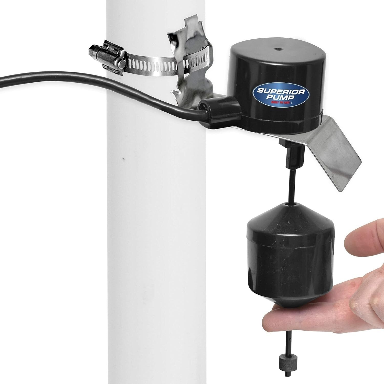 Black Vertical Float Switch with Mounting Bracket for Efficient Pump Operation