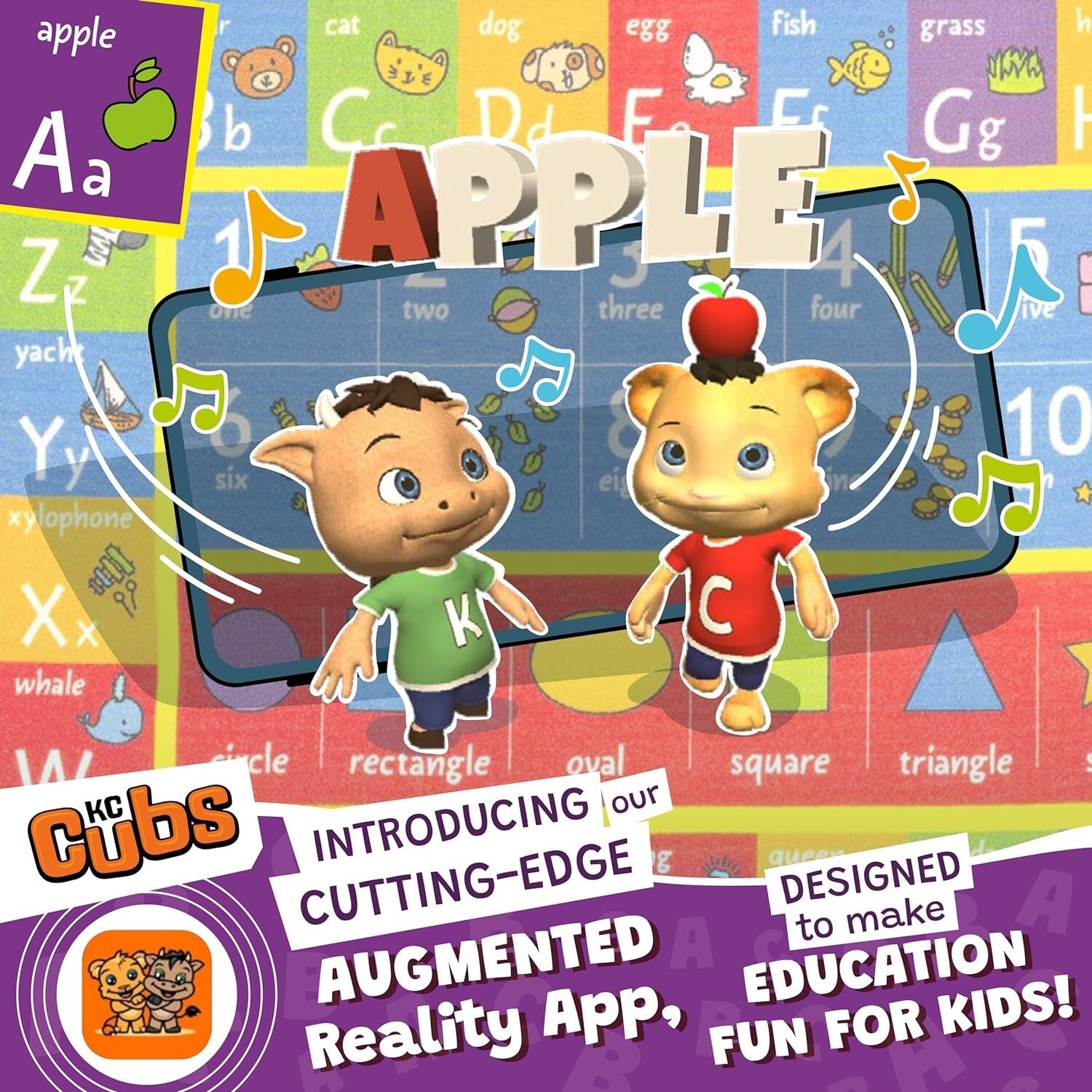 Vibrant Non-Slip Kids Educational Rug - ABC Numbers Shapes Carpet 7'10" x 9'10"