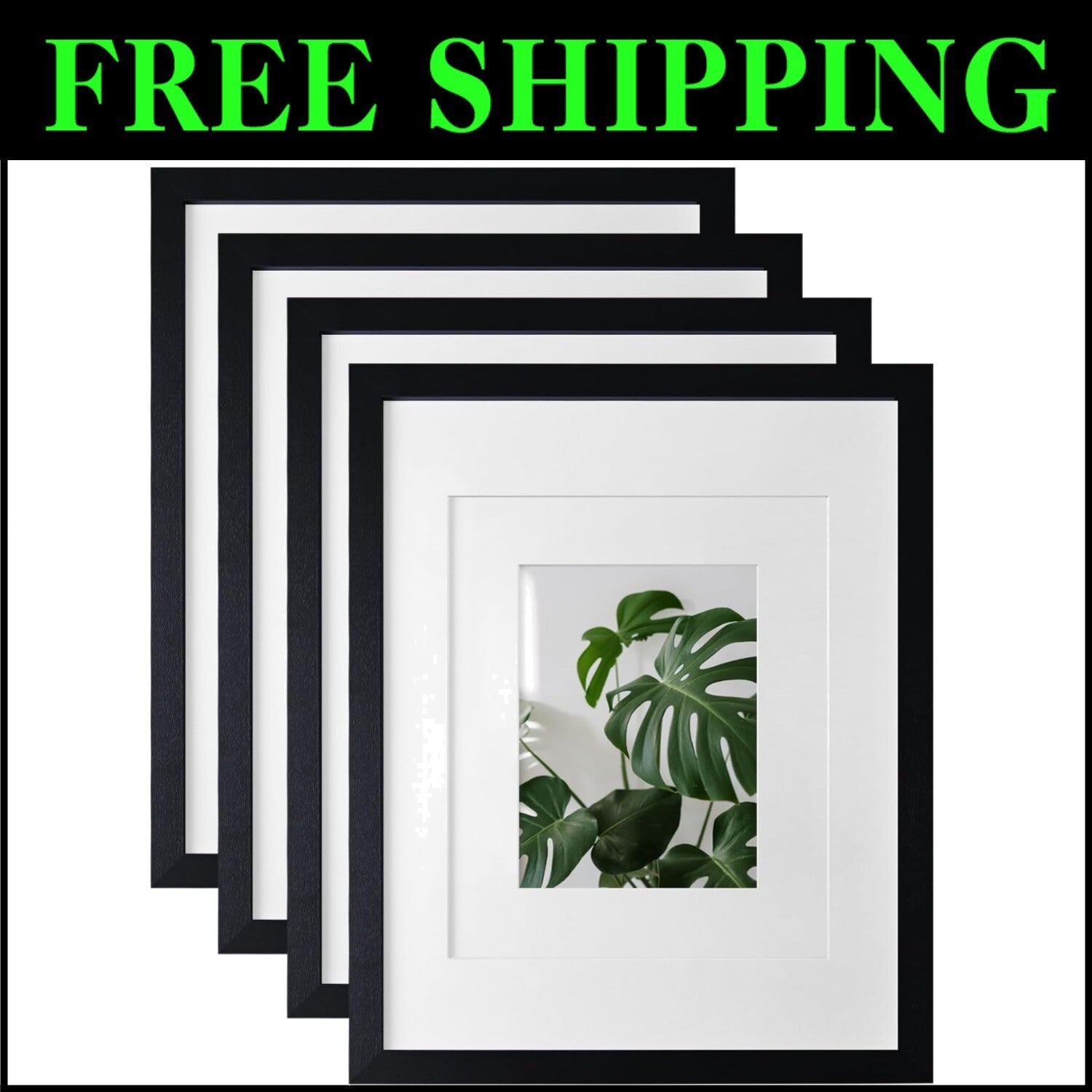 Elegant 11x14 Solid Wood Picture Frames 4PCS with Plexiglass Cover - Black