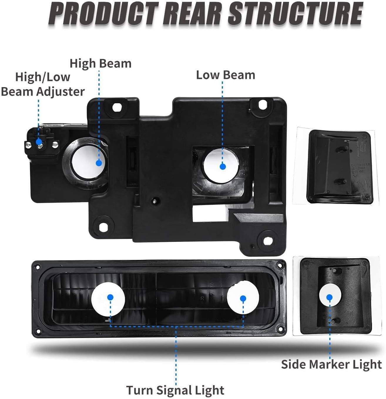 Crystal Clear Reflector Headlights for 1994-1998 Chevy Silverado/Suburban/Tahoe