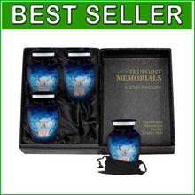 Load image into Gallery viewer, Elegant Set of 4 Blue Dove Keepsake Urns for Human Ashes - Handcrafted Beauty