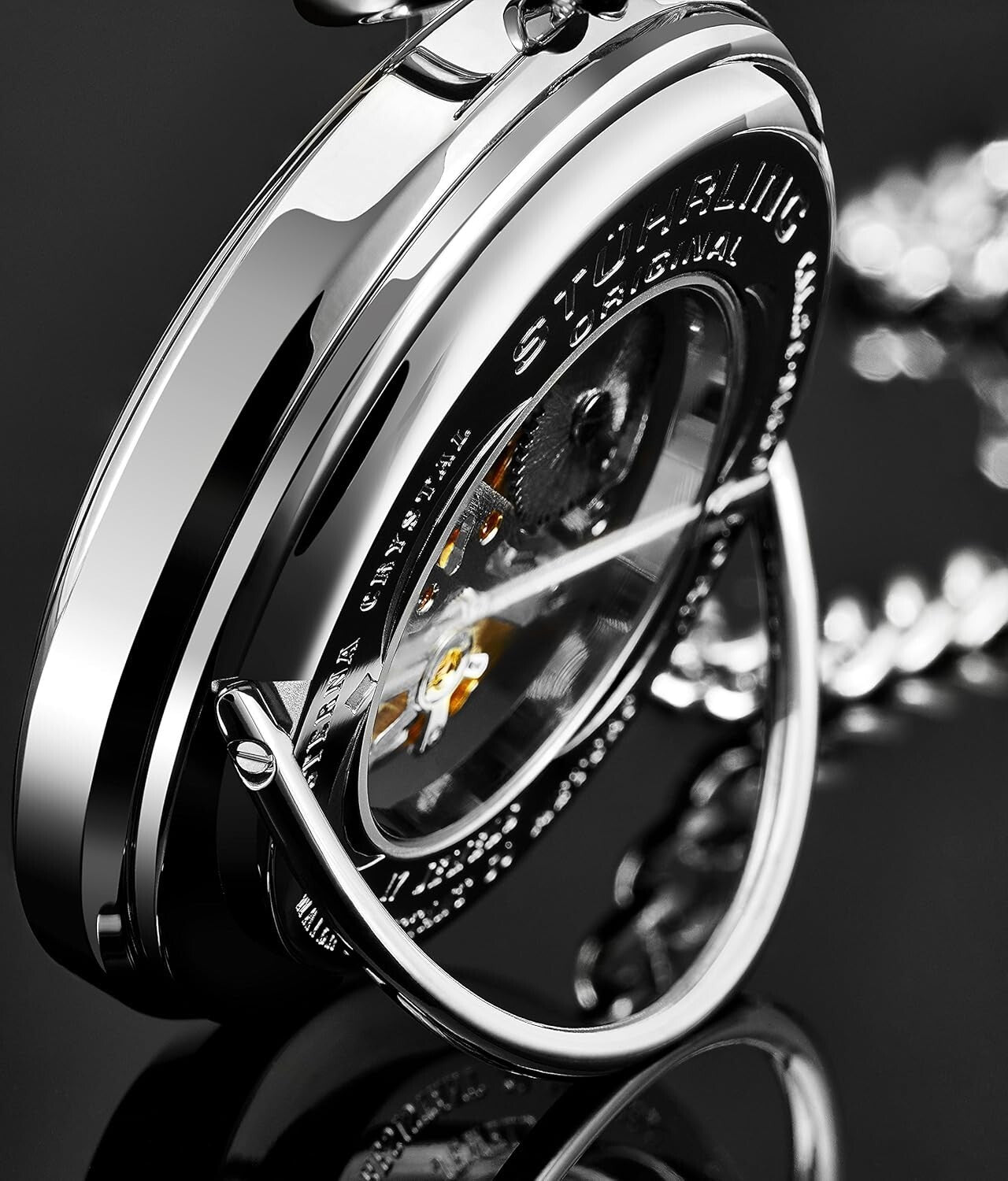 Hand-Winding Stainless Steel Pocket Watch with Elegant Mechanical Movement