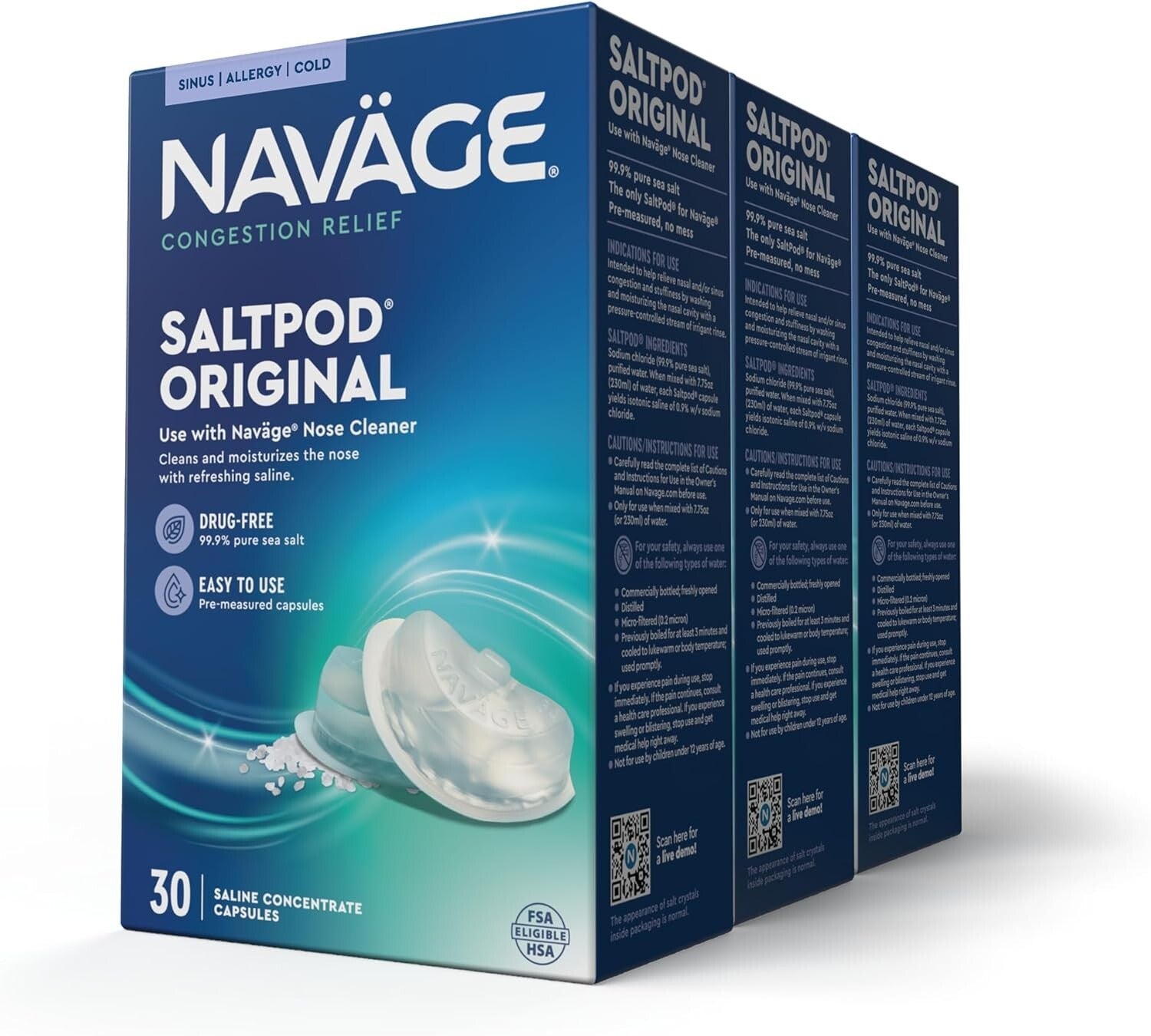 90 Fast-Acting SaltPod Refills for Quick Congestion Relief - Nasal Irrigation