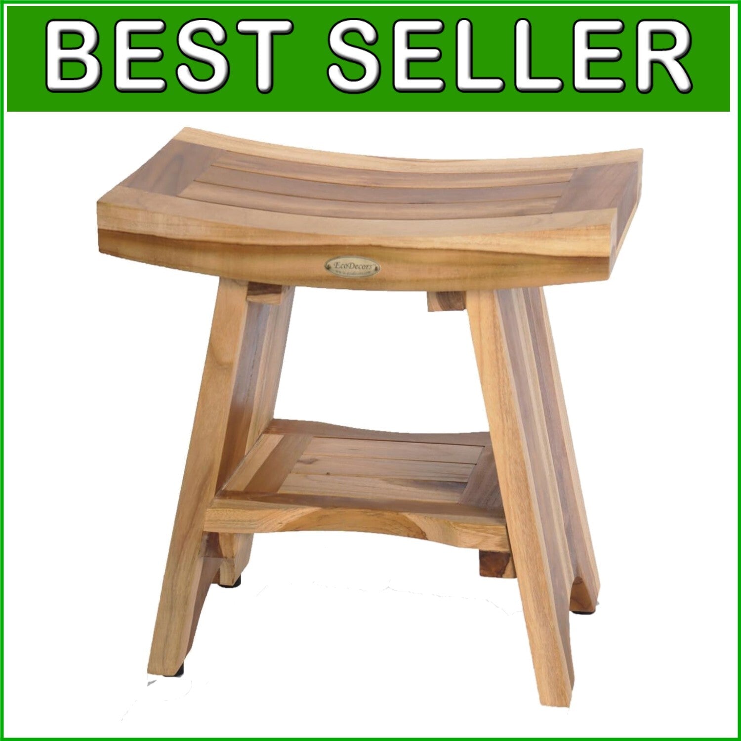 Premium Teak Shower Chair, 18-Inch Height - Durable, Stylish & Waterproof