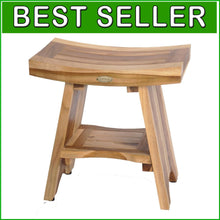 Load image into Gallery viewer, Premium Teak Shower Chair, 18-Inch Height - Durable, Stylish &amp; Waterproof