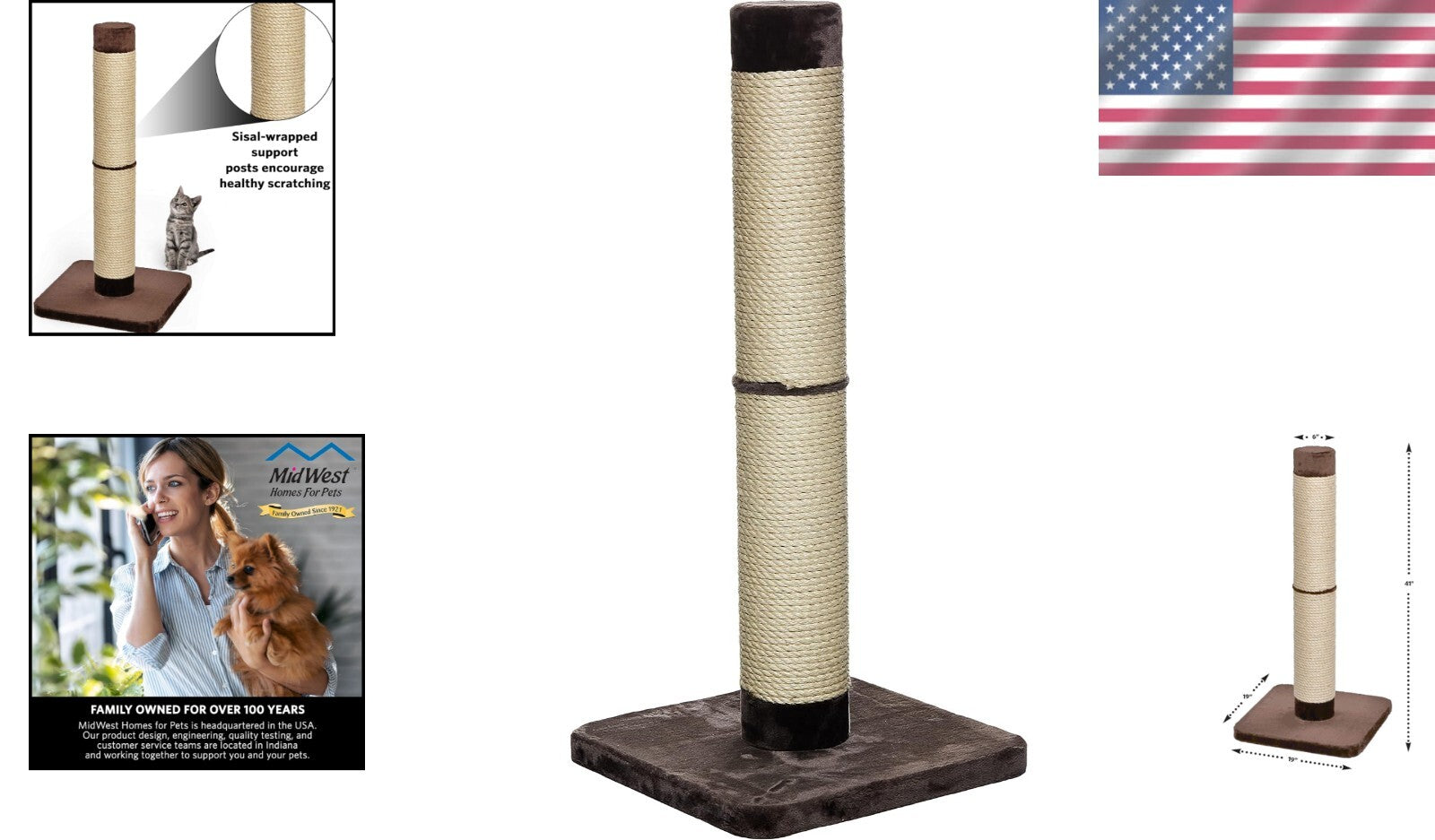 Durable Sisal Cat Scratching Post 41 Inches Tall – Perfect for Large Breeds