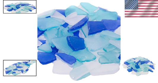 Premium 55 Oz Varied Sea Glass in Cobalt Blue & White - Ideal for Crafts & Decor