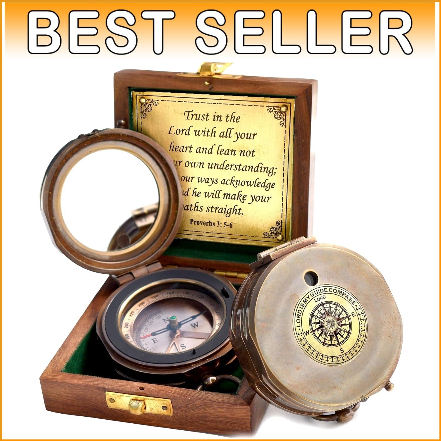 High-Quality Engraved Compass with Box - Ideal for Graduations & Baptisms