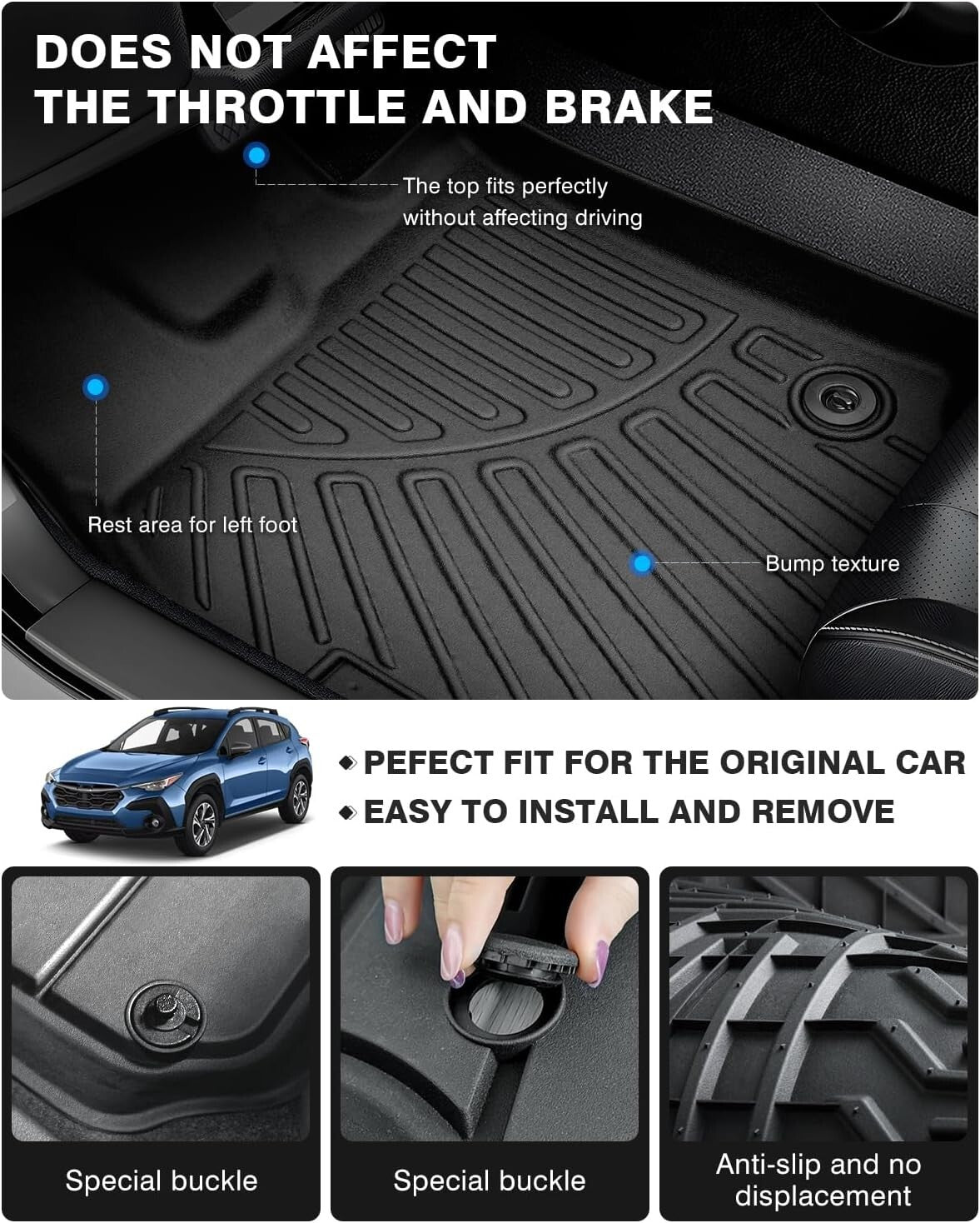 Custom-Fit Heavy Duty Floor Liners for 2024 2025 Subaru Crosstrek - Easy Clean