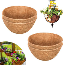 Load image into Gallery viewer, 4 Pack 20" Round Natural Coconut Coir Liners for Beautiful Hanging Baskets