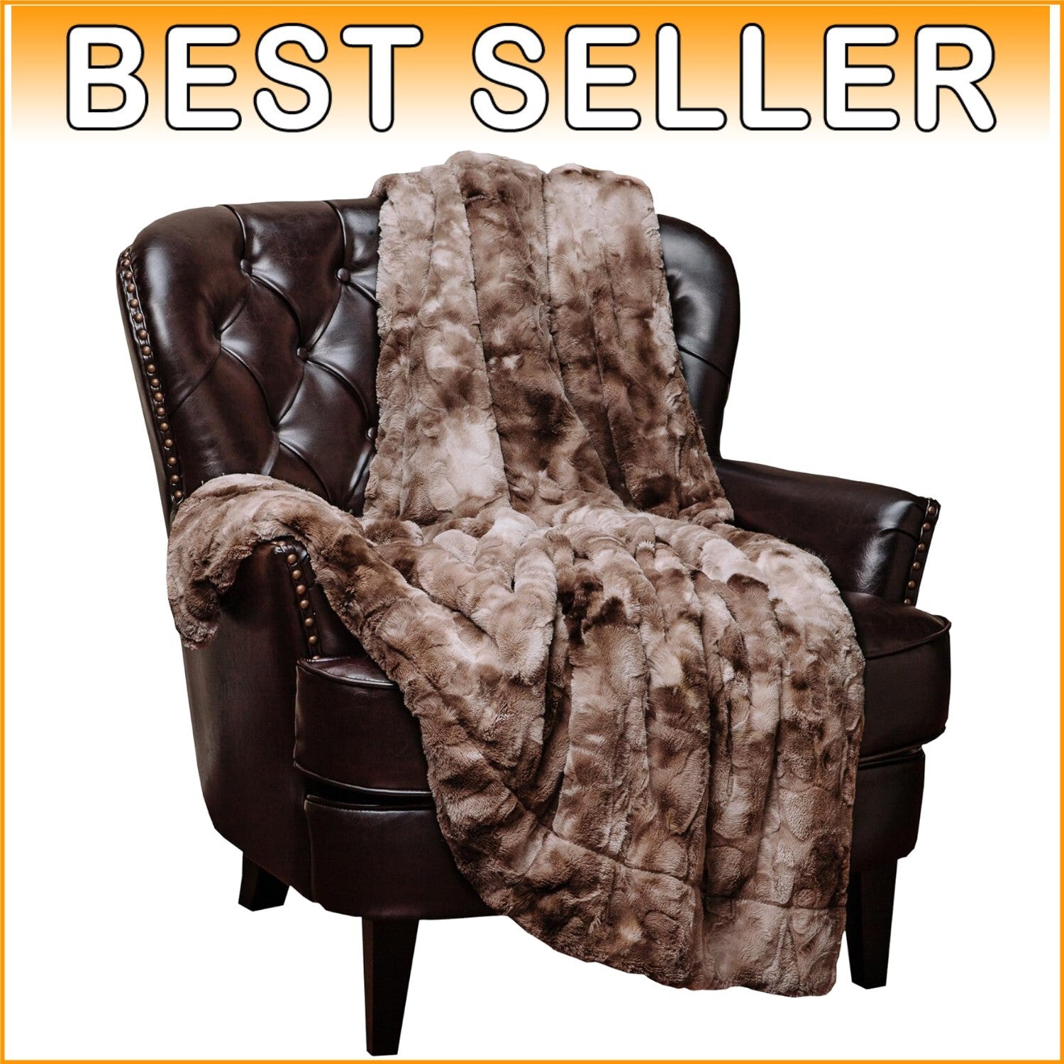 Chic Plush Faux Fur Throw Blanket - Sherpa & Minky 50" x 65" for Home Elegance