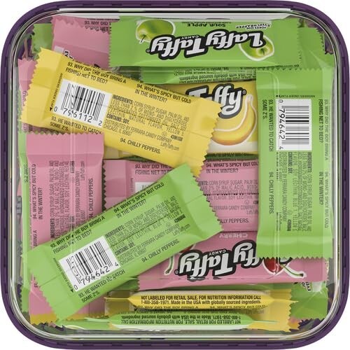 Assorted Fruit Taffy Candy Mix - Sour Apple, Cherry, Strawberry & Banana 145 Pc