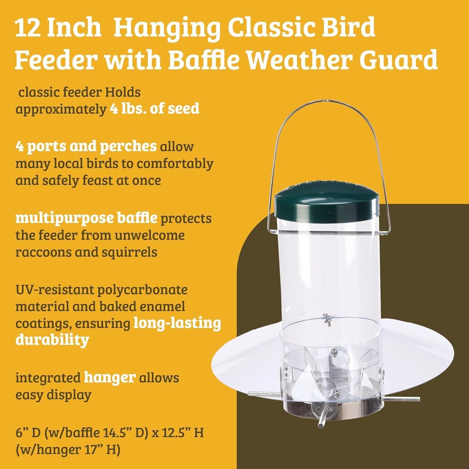 Elegant Weatherproof Bird Feeder with Weatherguard and Durable Aluminum Ports