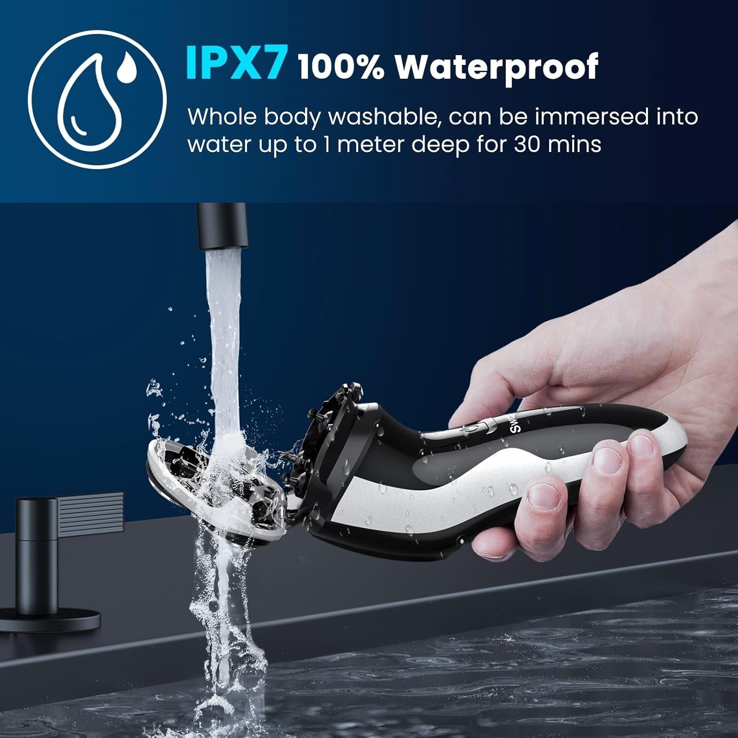 Waterproof 3D Rotary Shaver - USB-C Cordless Electric Razor with Extra Blades