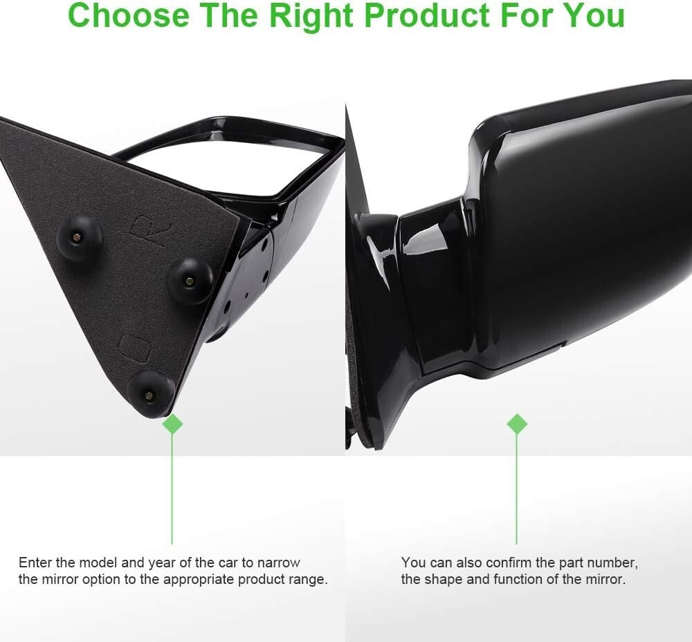 Enhanced Visibility Black Convex Side Mirrors - Compatible Chevy Models Included