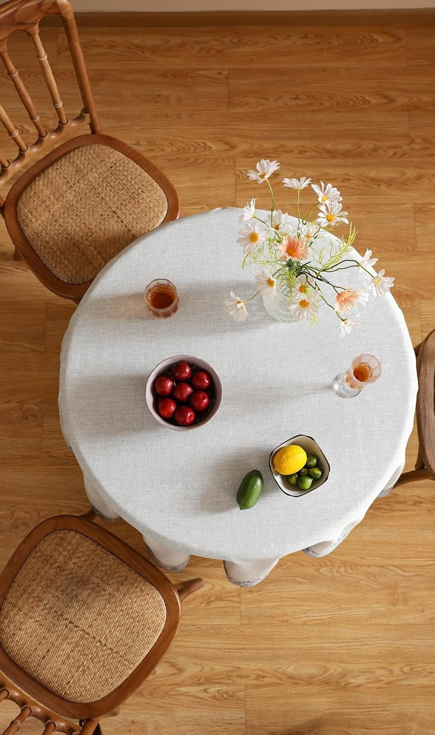 Luxury 67” Round Table Cover with Exquisite Floral Design - Machine Washable