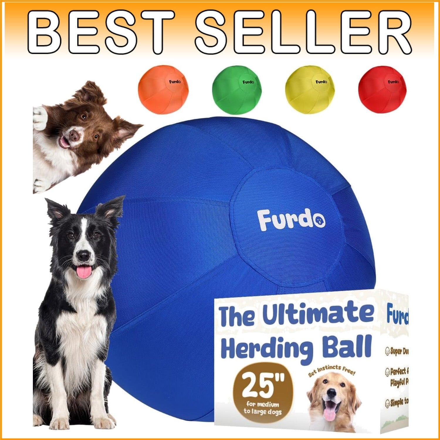 Large 25” Herding Dog Ball for Outdoor & Active Play – Ideal for Herding Breeds