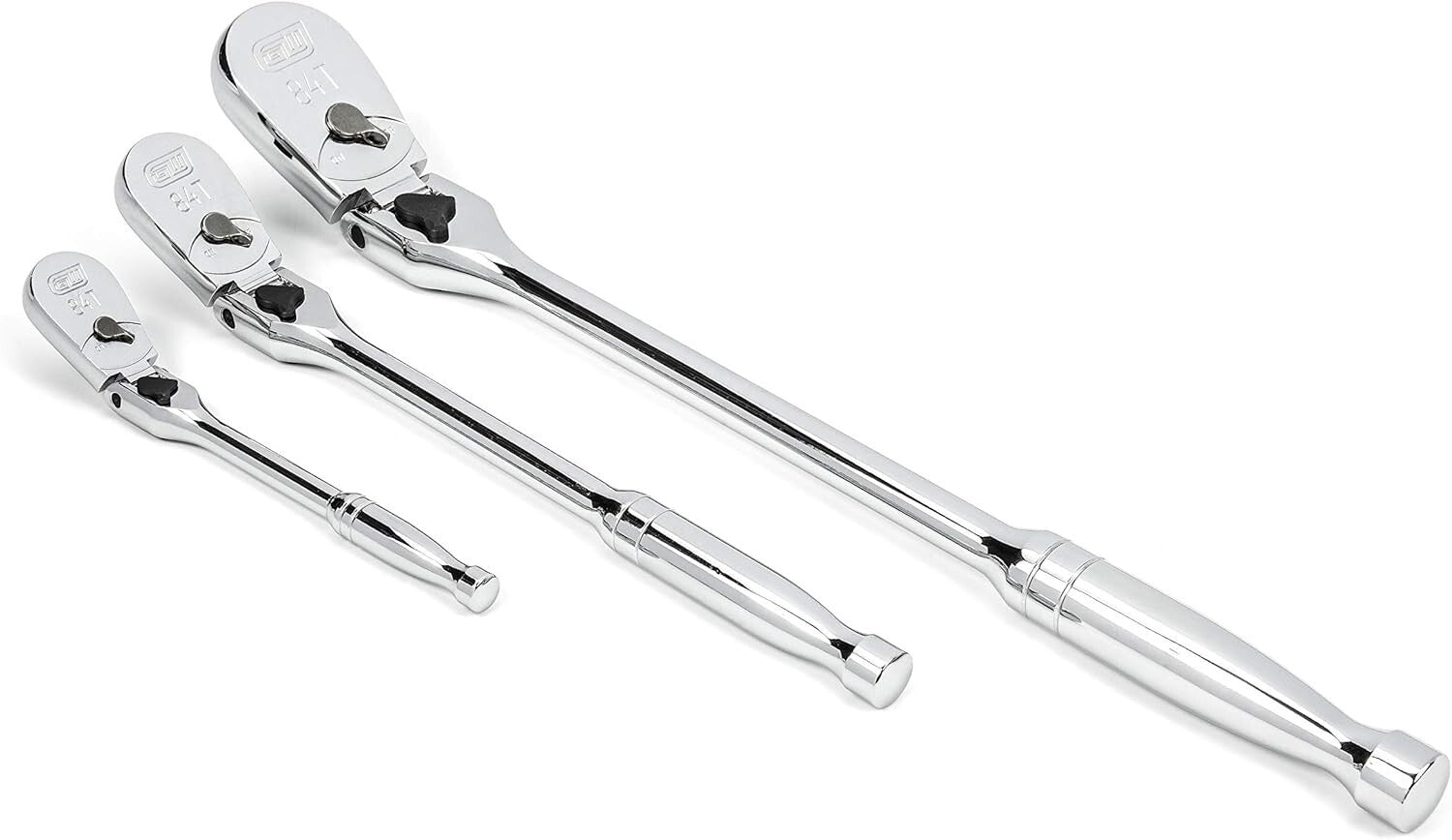 Durable Polished Chrome 3-Piece Locking Flex Ratchet Set - 84 Tooth Design