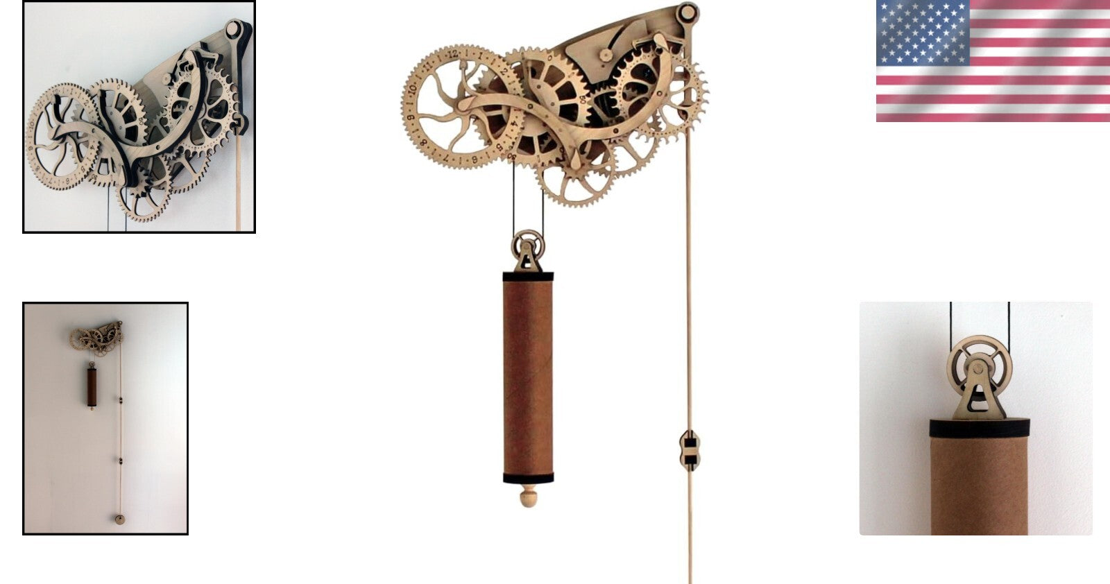 Intricate Laser-Cut Wooden Clock Model with Pendulum - DIY Experience