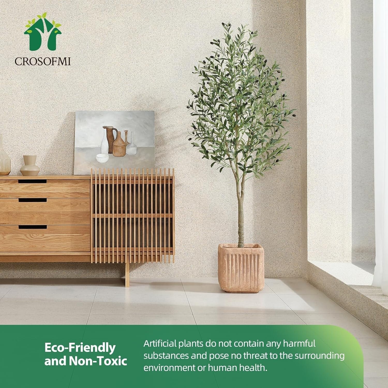 6Ft Artificial Olive Tree Plant - Realistic Faux Greenery for Home & Office