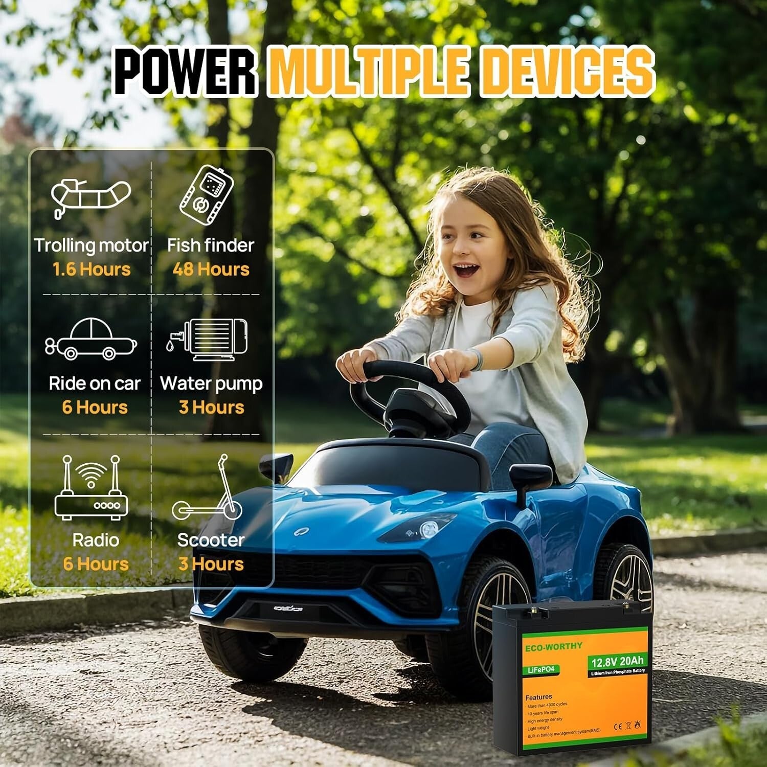 12V 20Ah Lightweight Lithium Battery - 4000+ Deep Cycles for Mobility & Scooters