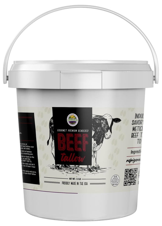 Versatile Cooking Fat - 1.5 lb Tub of Grass-Fed Beef Tallow from Nebraska