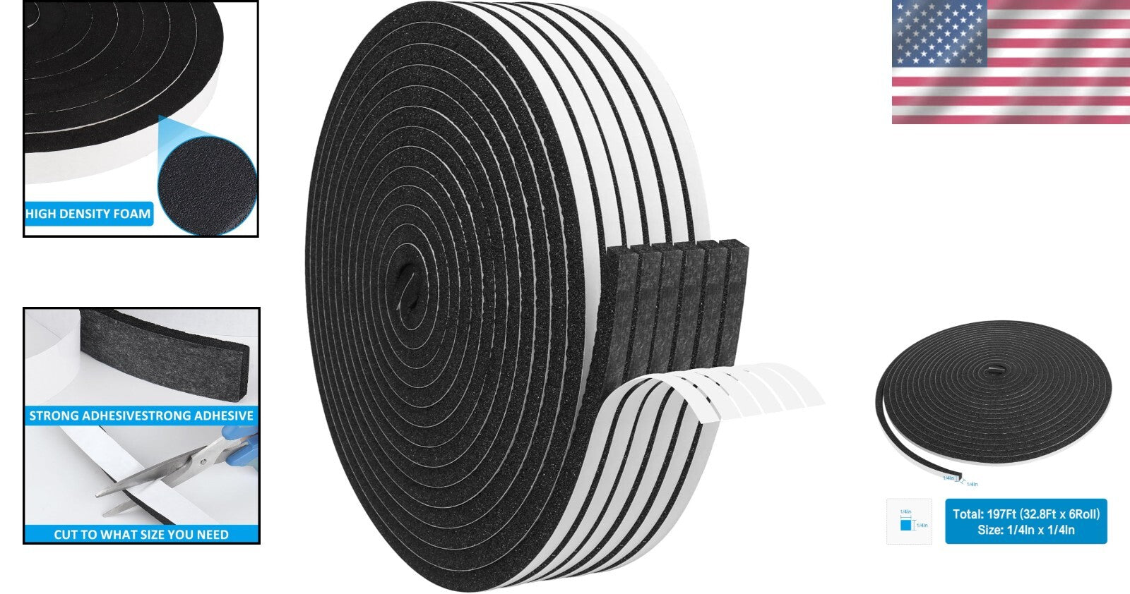 Flexible Closed Cell Foam Tape - 1/4in x 197ft for Ultimate Weather Protection