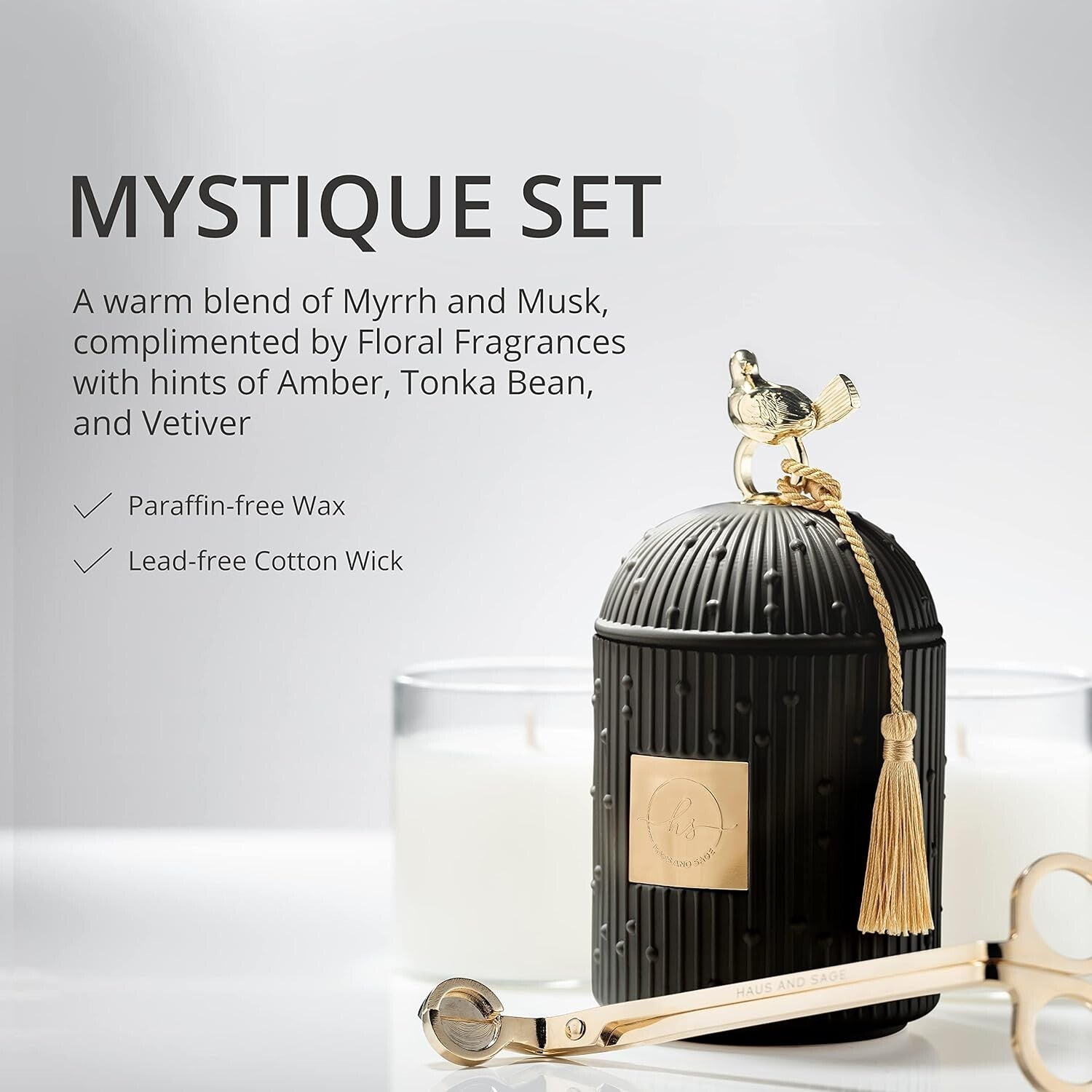 Sustainable Luxury Candle Set with Unique Black Holder - 110+ Hours of Fragrance