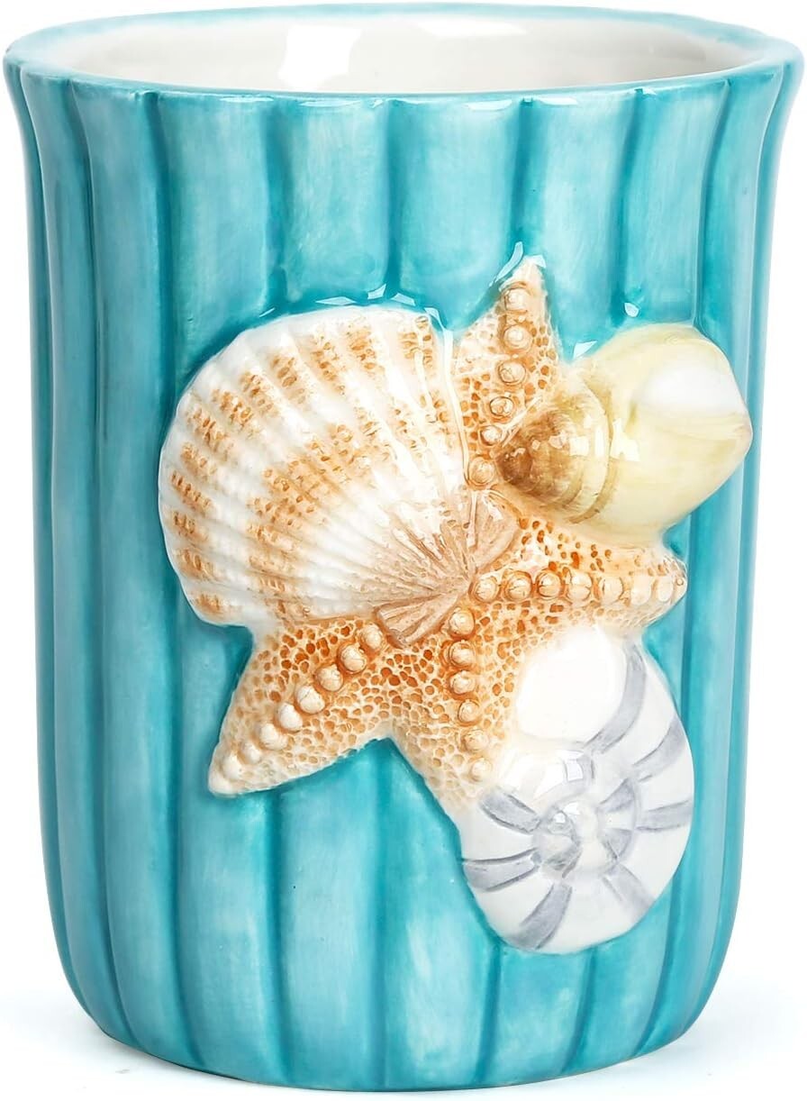 Durable and Elegant Ceramic 4-Piece Bathroom Accessories Set - Nautical Theme