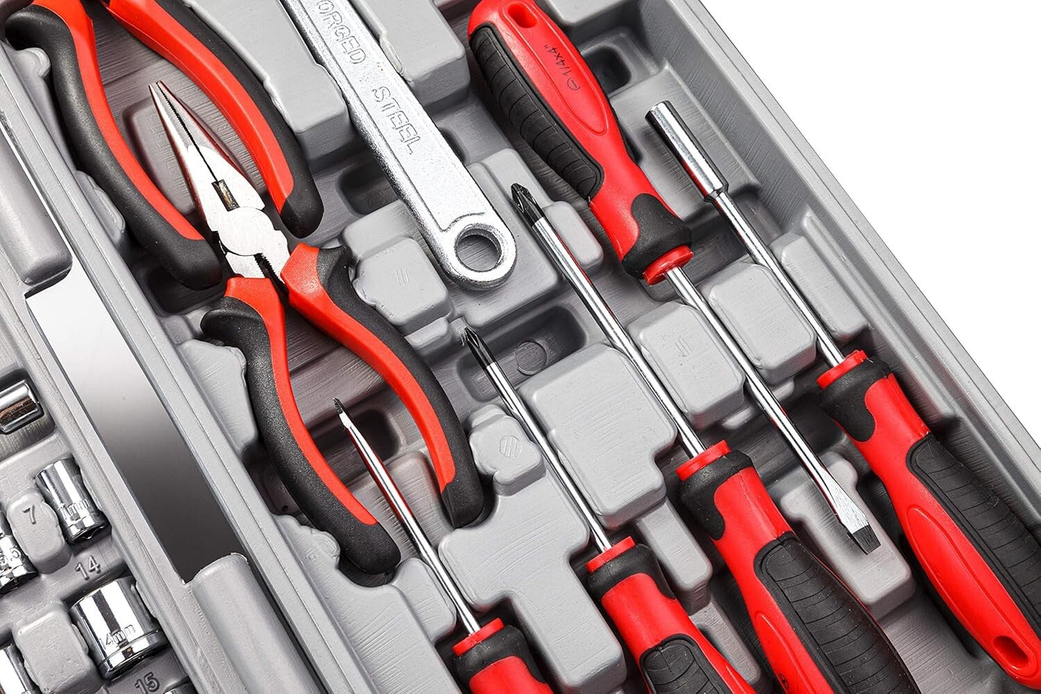 Durable 205-Piece Wrench Tool Set with High-Polish Finish and Portable Case