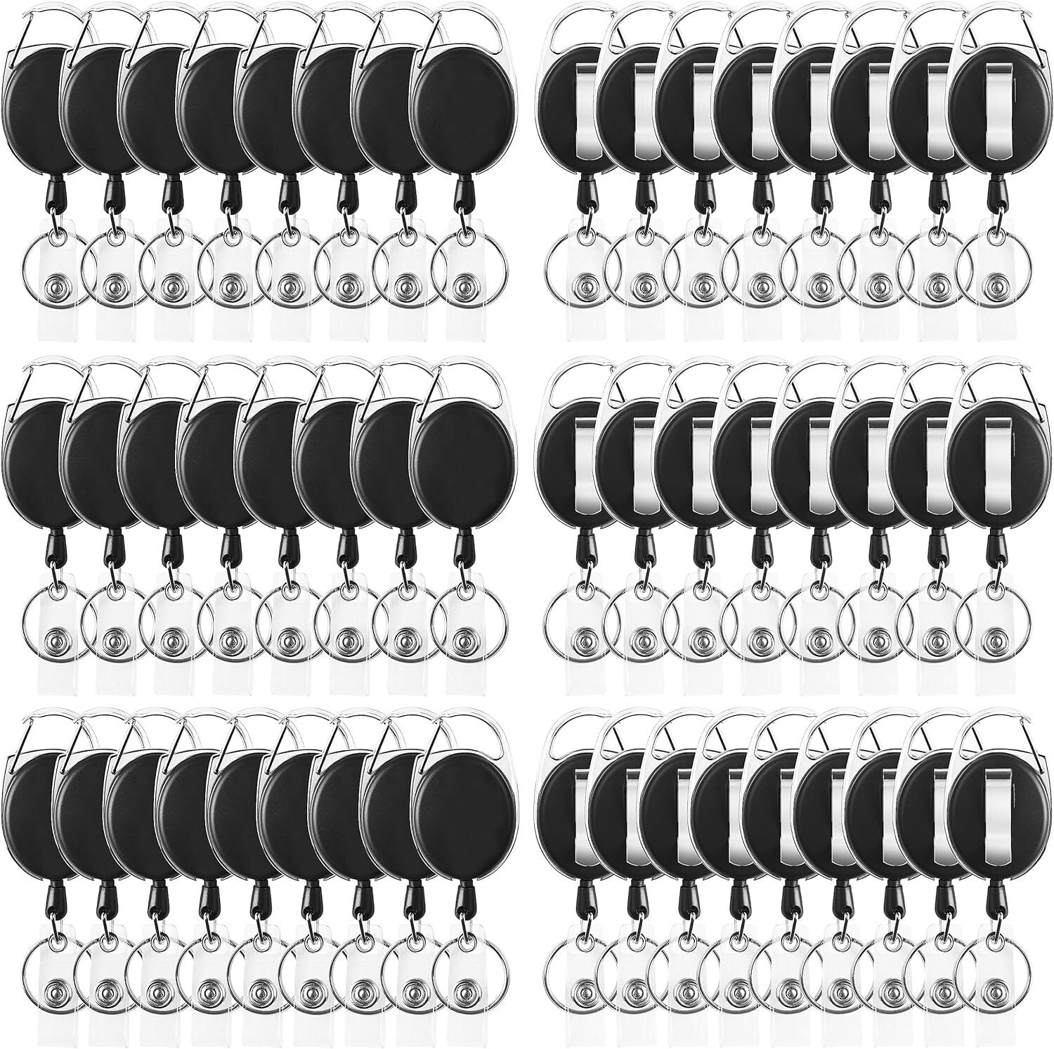 Versatile 50Pcs Badge Reels with Heavy-Duty Clips & 26-Inch Retractable Cord