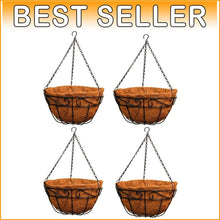 Load image into Gallery viewer, Rust-Resistant Hanging Basket Planters - 12" Modern Metal Design, 4-Pack