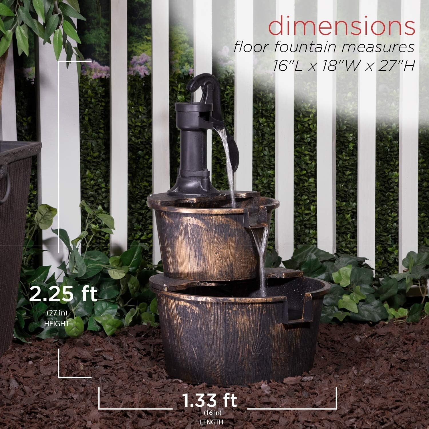 Charming 27” H Bronze Barrel and Pump Fountain for Tranquil Gardens