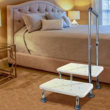 Load image into Gallery viewer, Heavy Duty 2-Step Medical Foot Stool with Adjustable Handle – 350 lbs Support