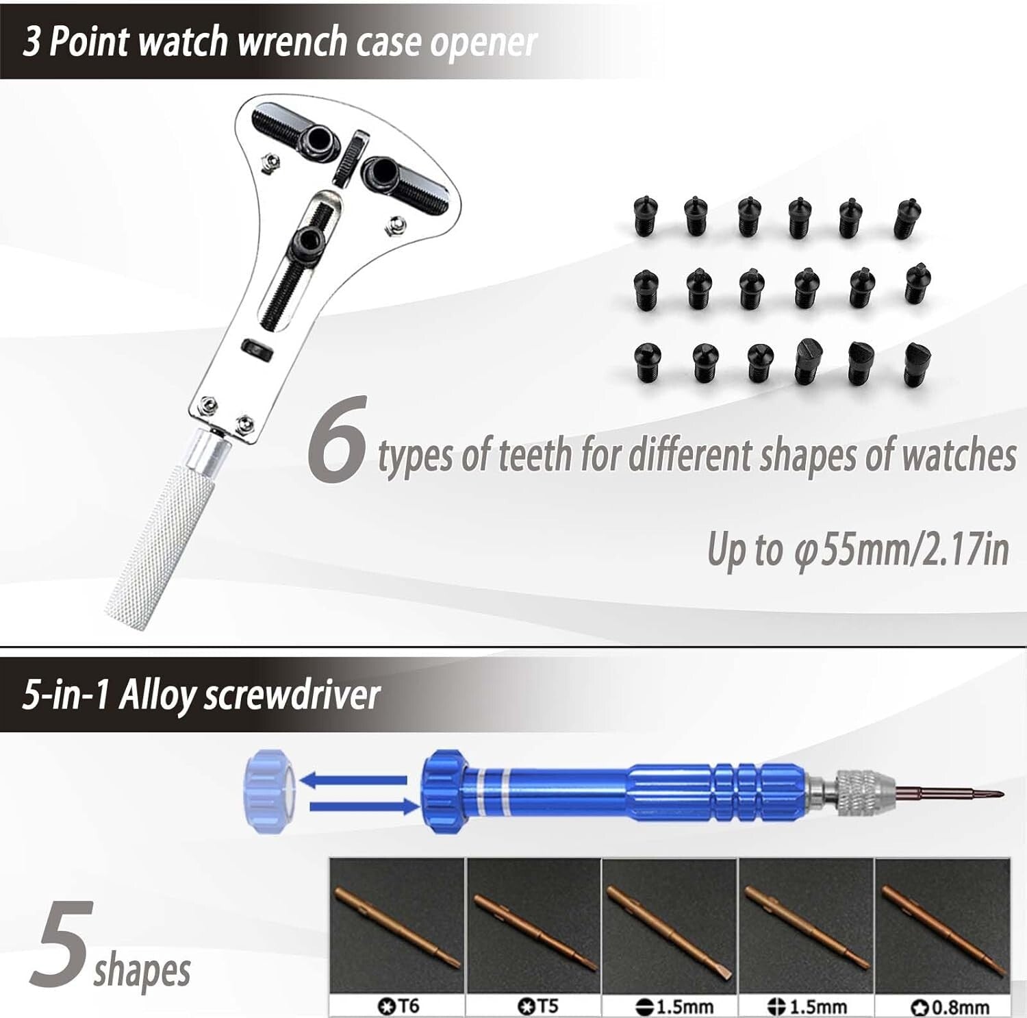 Durable Multifunctional Watch Repair Set with Carrying Case for Easy Use