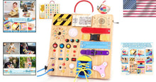 Load image into Gallery viewer, Travel-Friendly Montessori Busy Board with 15 Switches &amp; 26 LED Lights for Kids