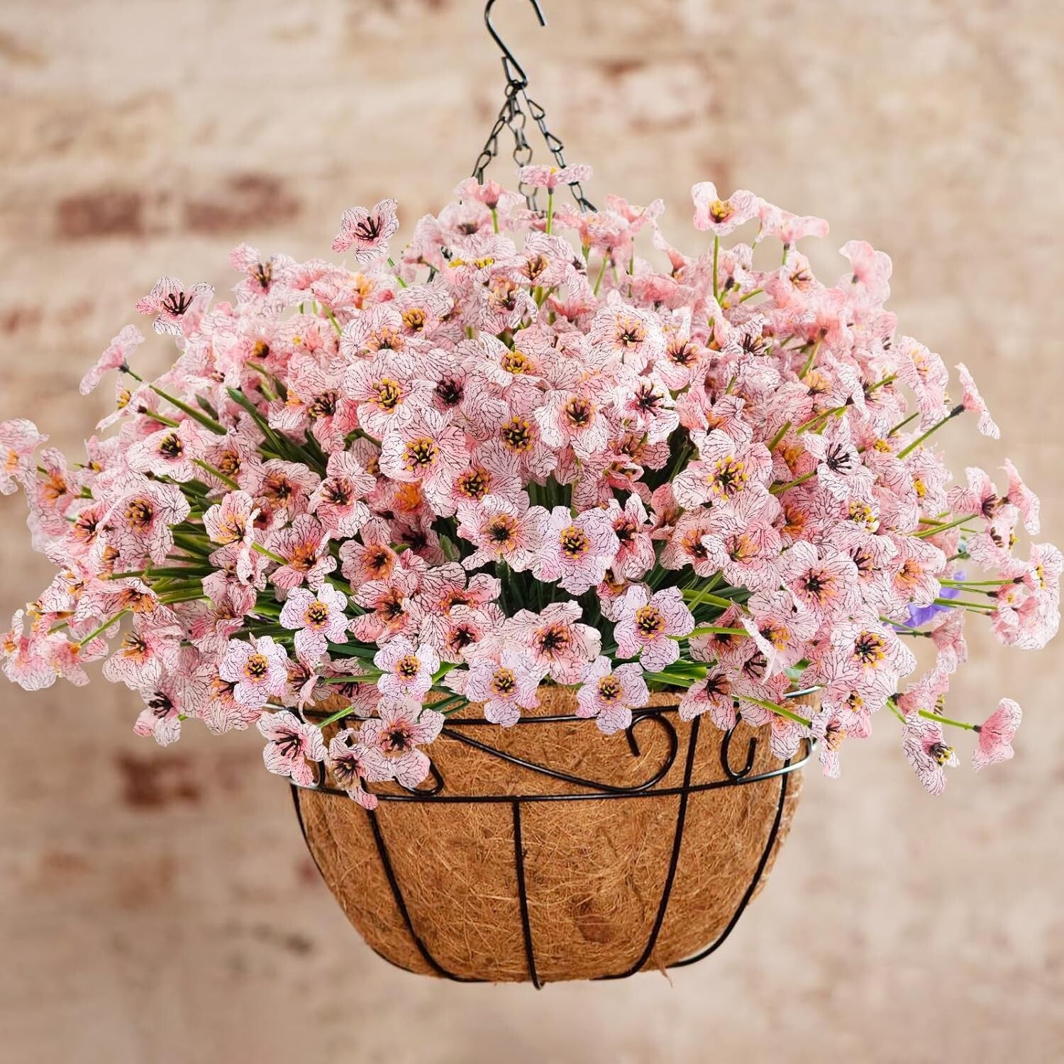 Weather Resistant 72 Bundles Pink Artificial Flowers for Indoor/Outdoor Use