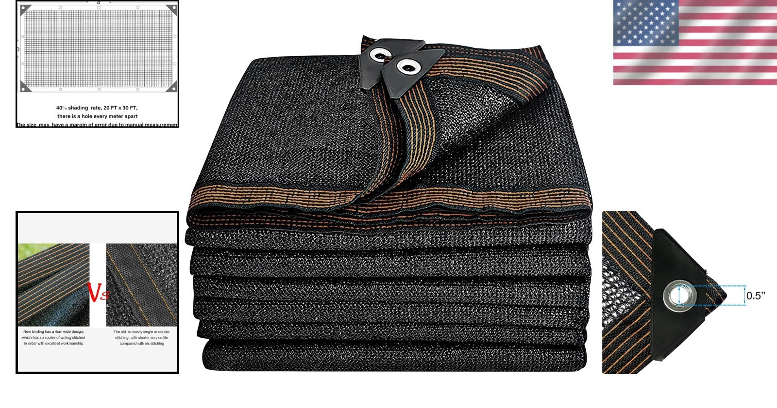 Durable 20x30 FT Shade Cloth with Grommets - Perfect for Summer & Winter Use