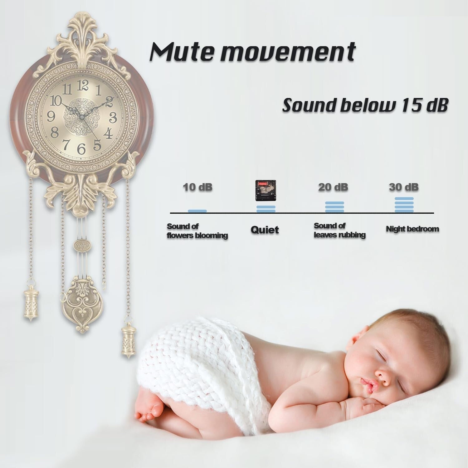 Stylish Brown Wall Clock with Pendulum – Silent, Battery Operated Elegance