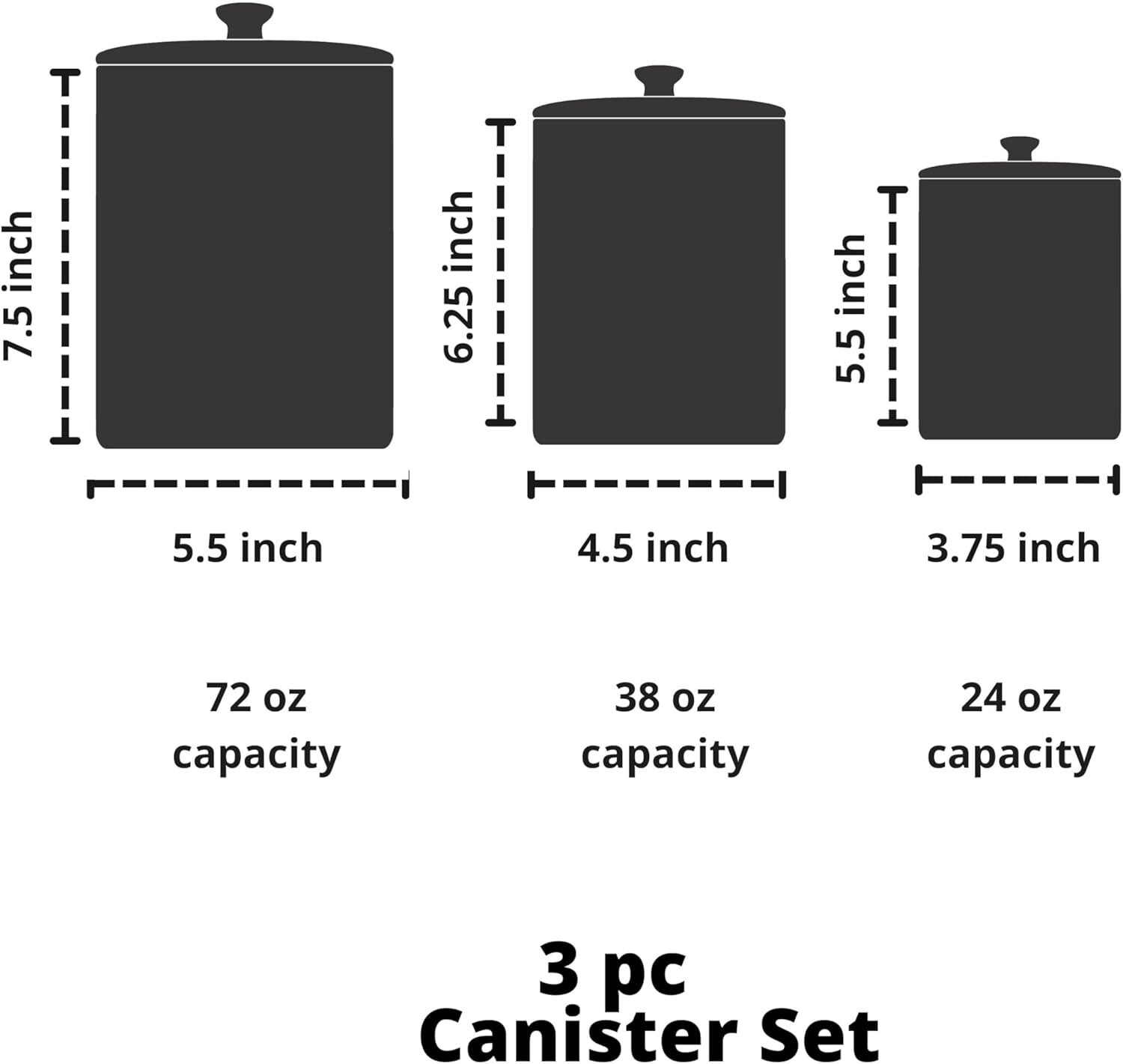 Durable 3-Piece Yellow Canister Set with Knobbed Lids for Organized Countertops