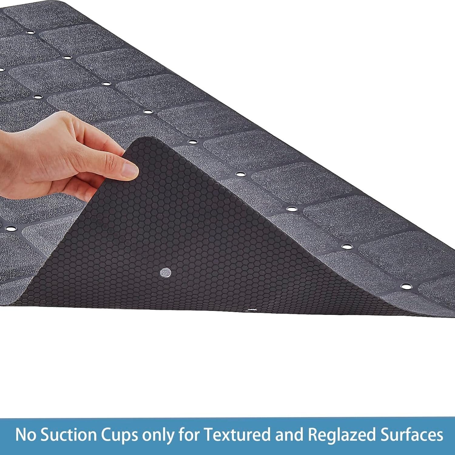 Durable Heavy Duty 35.8” Silicone Bath Mat - Foldable Lightweight Comfort