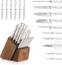 Load image into Gallery viewer, Comprehensive 17-Piece White Knife Set - Ergonomic Handles &amp; Full Tang Design