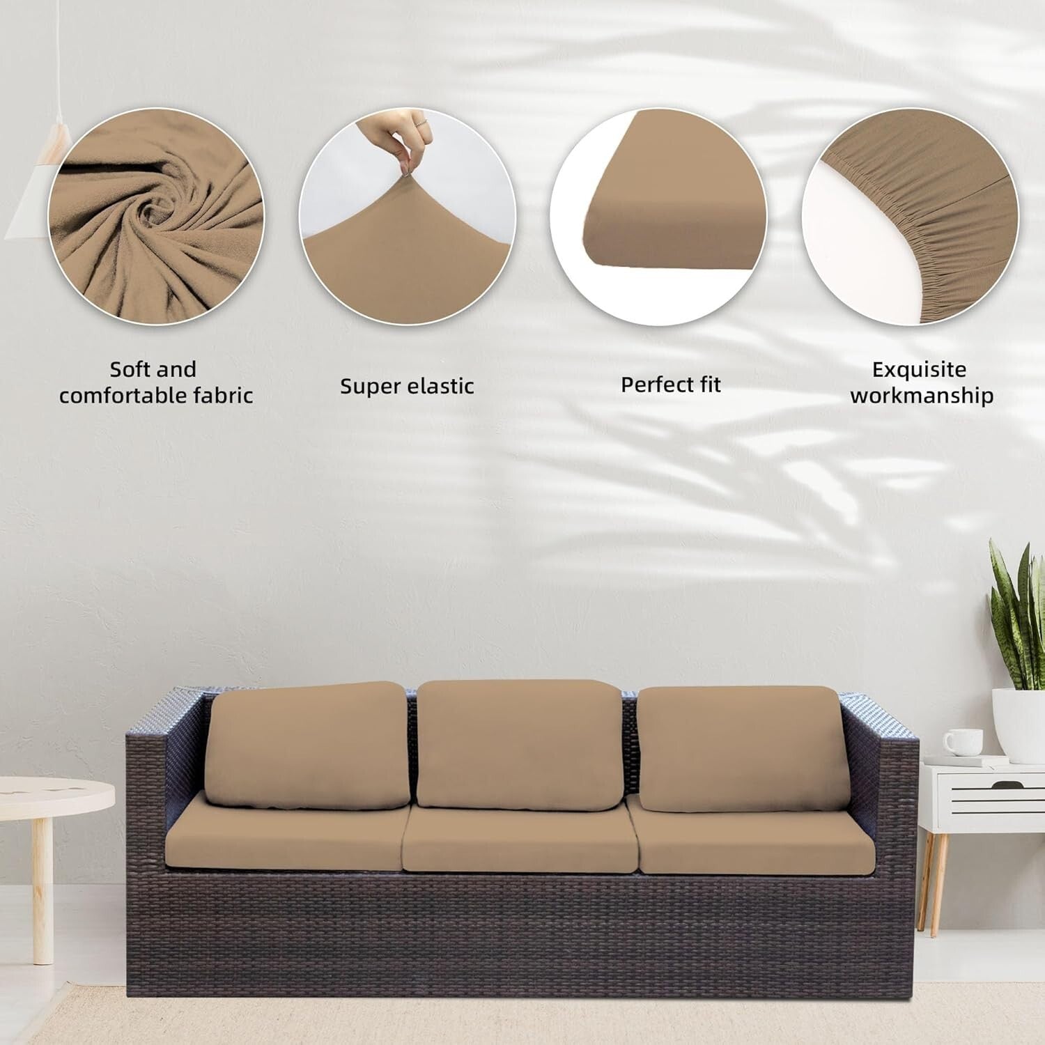 Comprehensive Protection: 8Khaki Outdoor Cushion Covers - Sofa & Chair Use