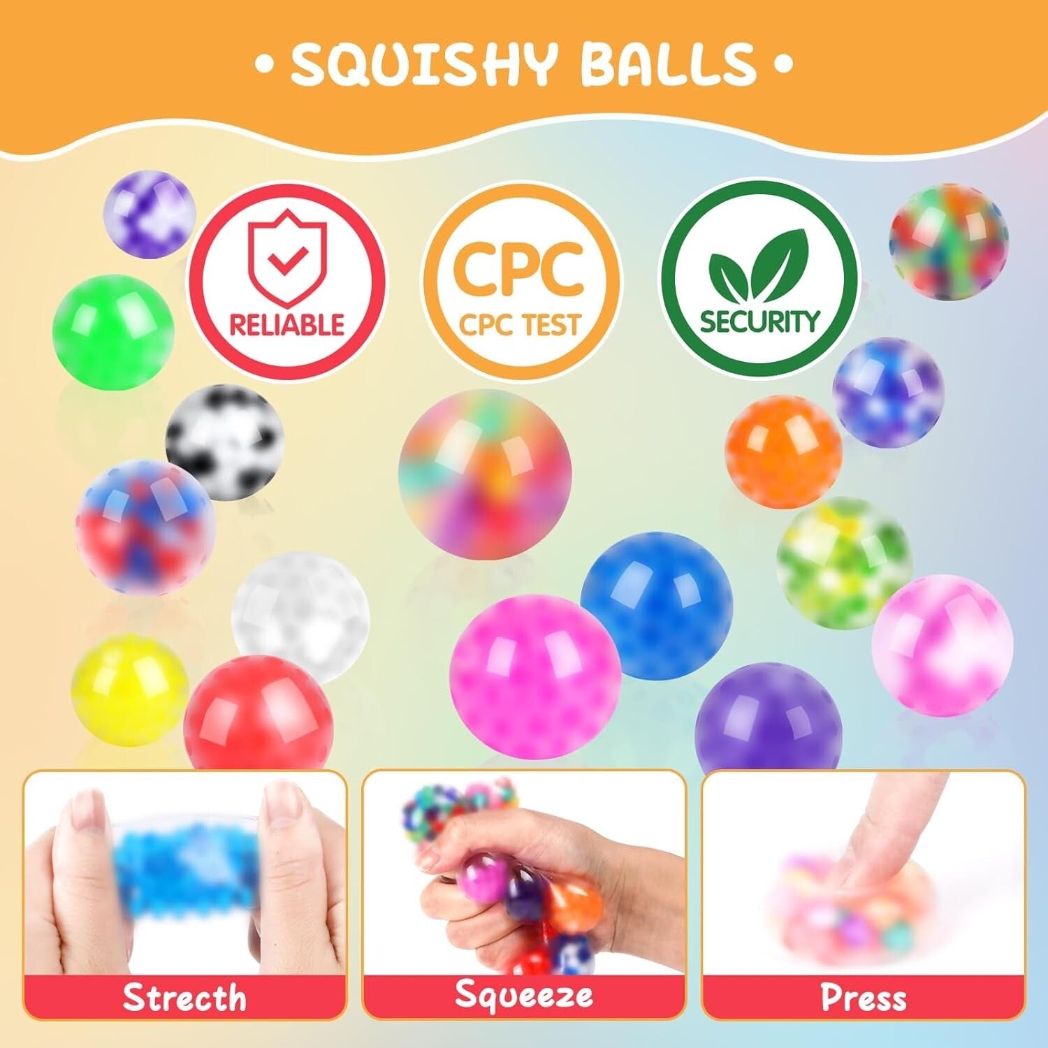 Soft Squishy Fidget Balls - 128 Pack of Anti-Anxiety Stress Relievers for Adults