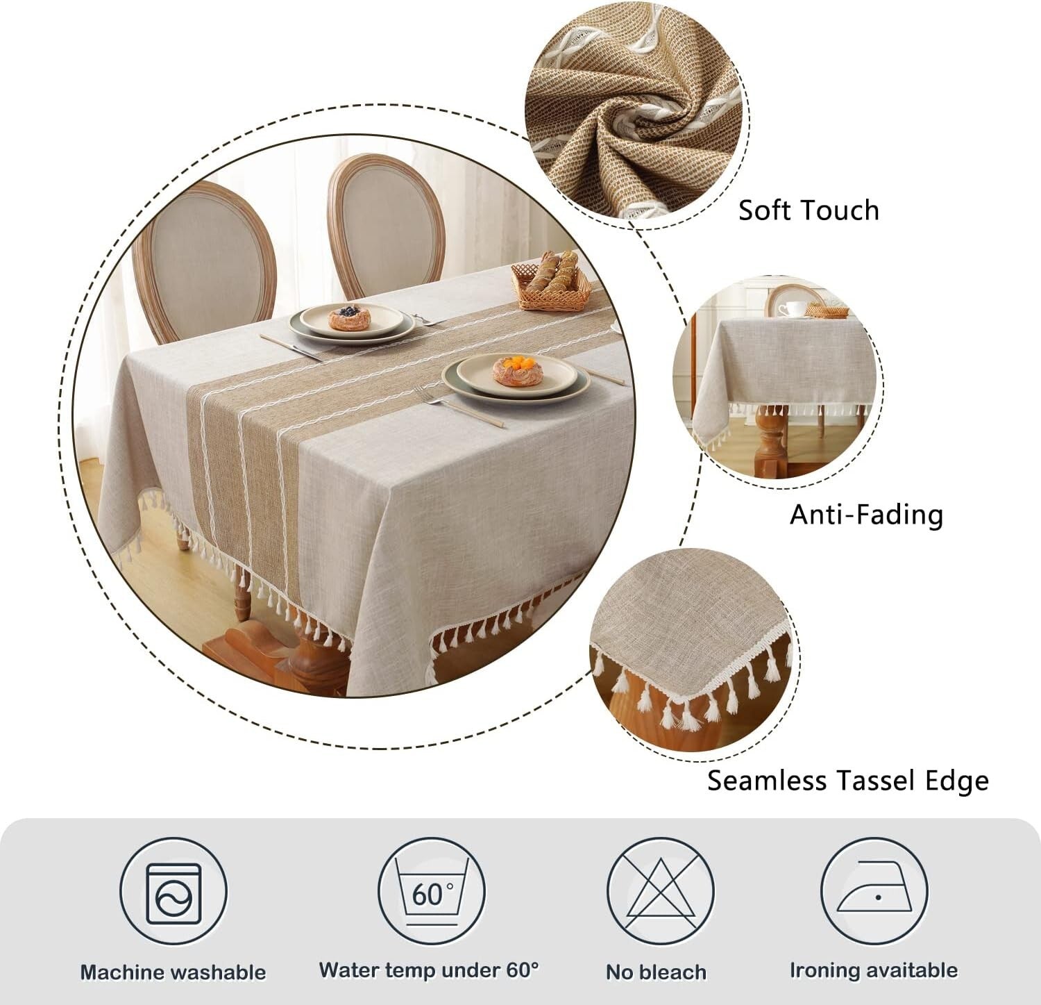 Elegant Striped Waterproof Tablecloth for Kitchen Dining & Holiday Celebrations