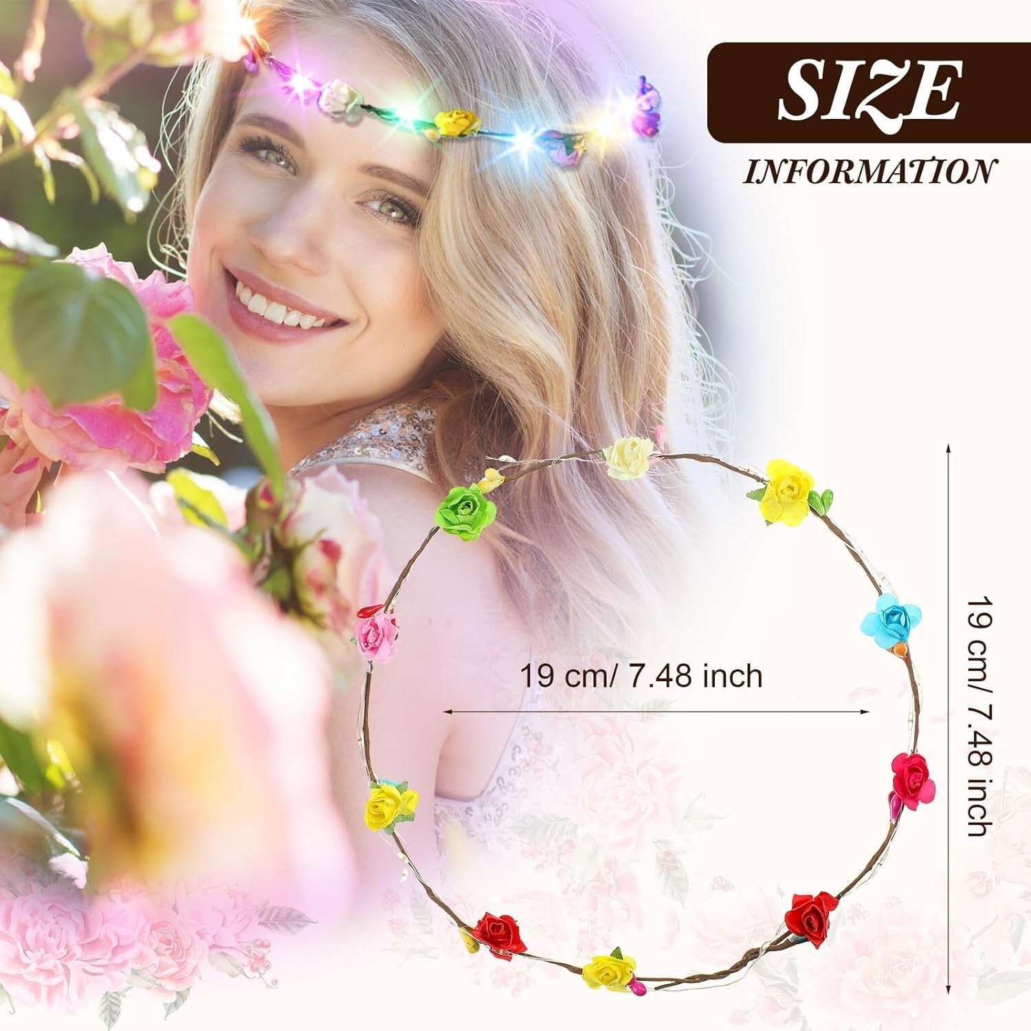 Festive Luminous Flower Crowns - 64 Durable Headbands for All Celebrations