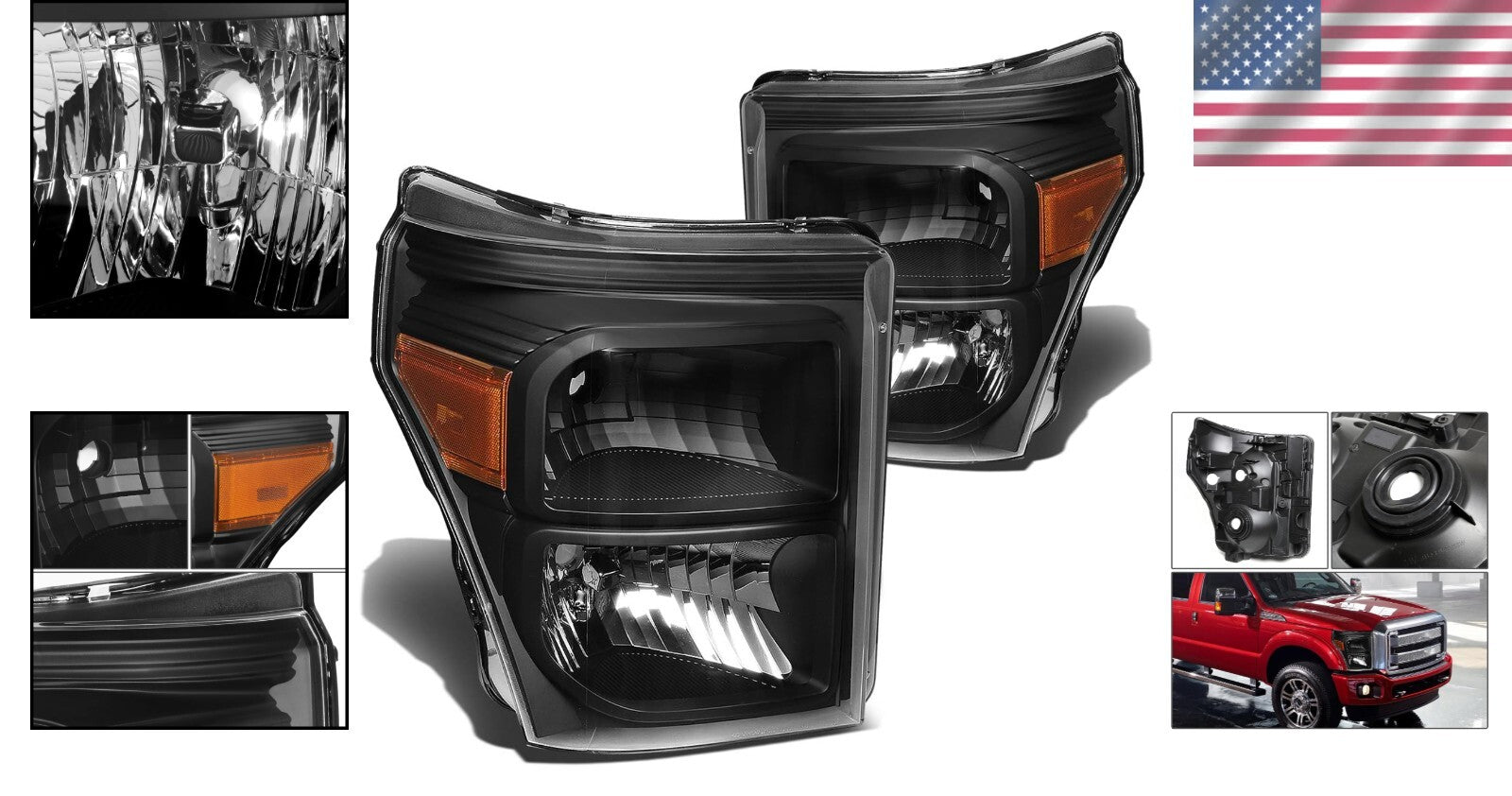 Clear Lens Waterproof Headlights for 11-16 Ford Super Duty - Easy Installation