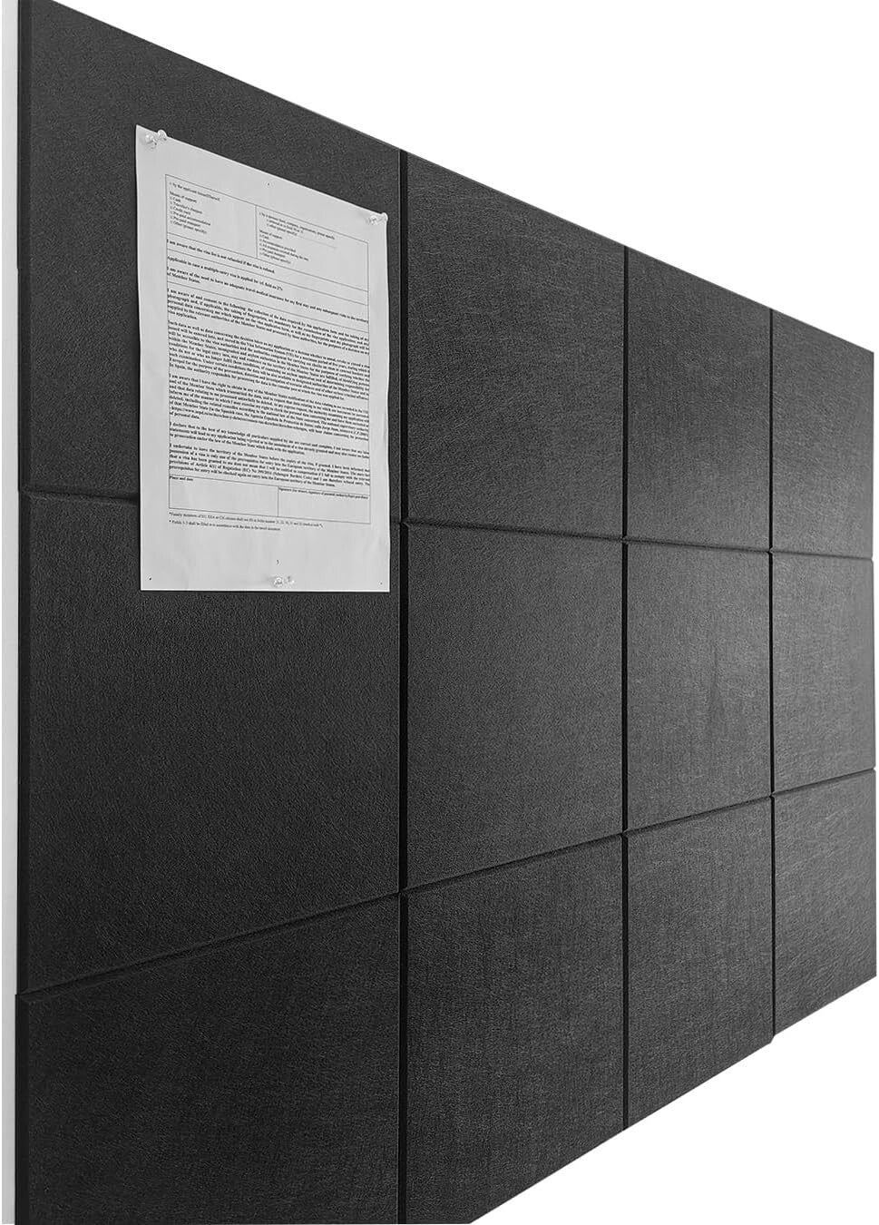 Eco-Friendly Black Cork Board Set – 12 Premium Felt Wall Panels with Adhesive