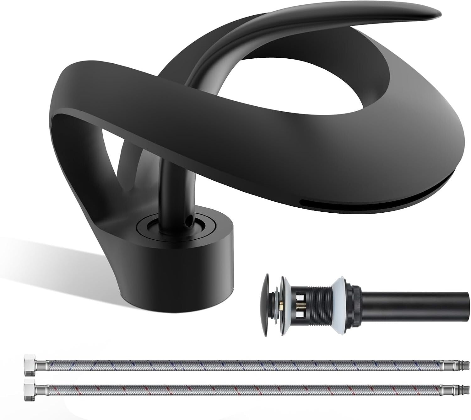 Stylish Single Handle Bathroom Faucet with Waterfall Spout and Pop-Up Drain